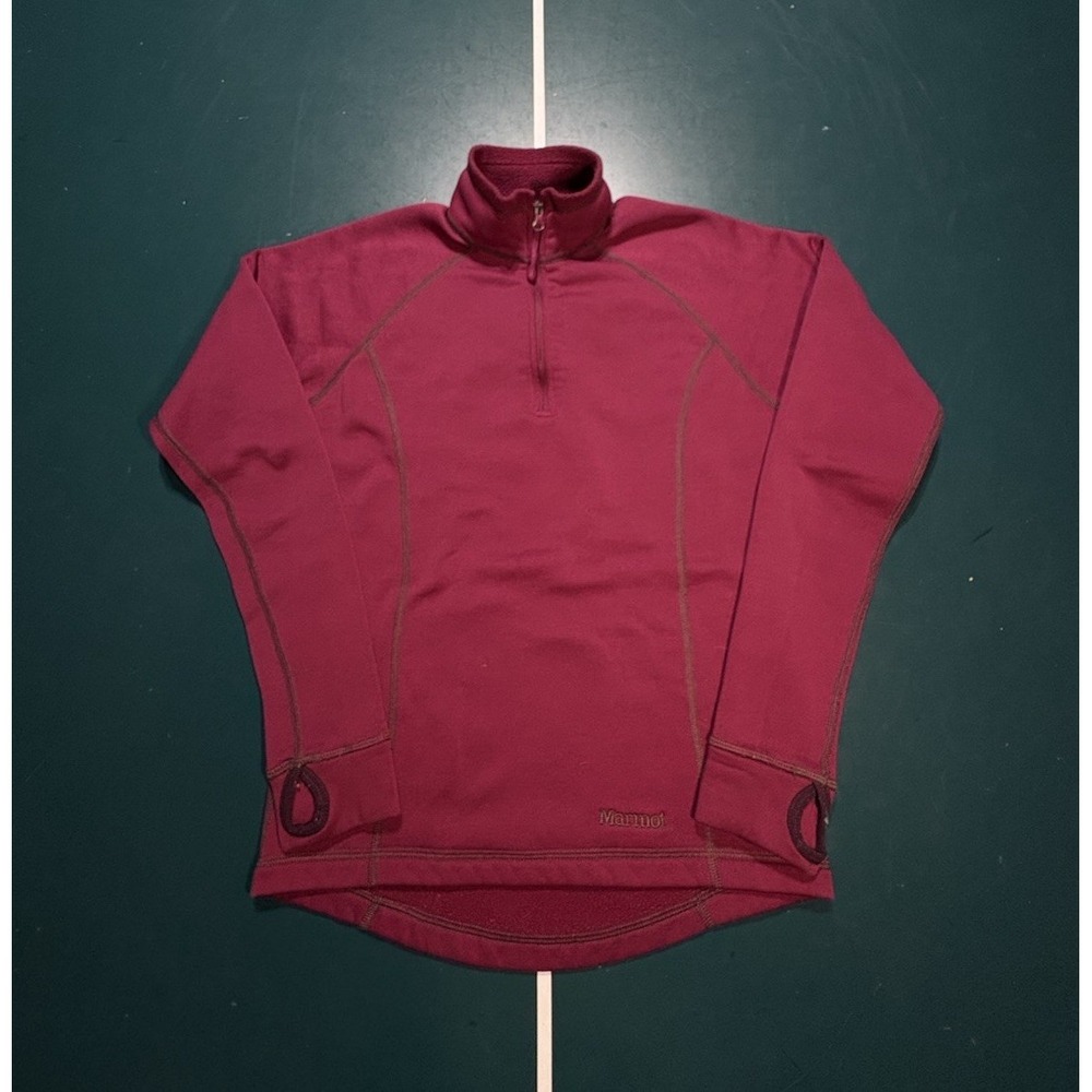 Marmot Polartec Fleece Pullover Burgundy 1/4 Zip Lightweight Hiking Womens Sz XS